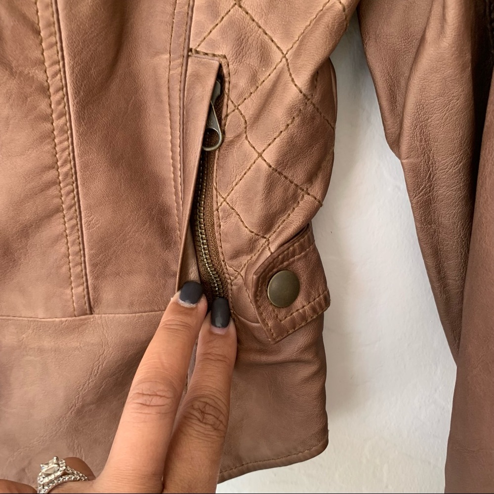 Anthropologie Hei Hei Vegan Leather Bomber Moto Jacket XXSmall - Picture 8 of 16